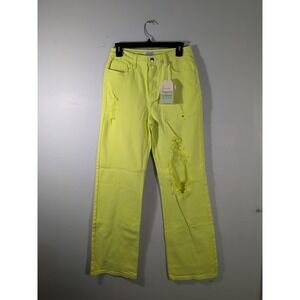 Vibrant MIU Women's Jeans Lime Size 7 (27) Style #EP1986 New Distressed